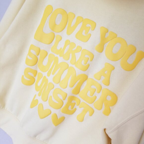 Reflex Love You Like A Summer Sunset Hoodie Sweatshirt L Butter Yellow Fleece - Picture 13 of 15